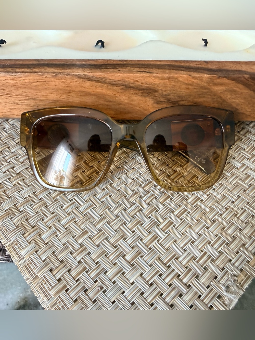 Versace Amber Brown Gradient Square Sunglasses